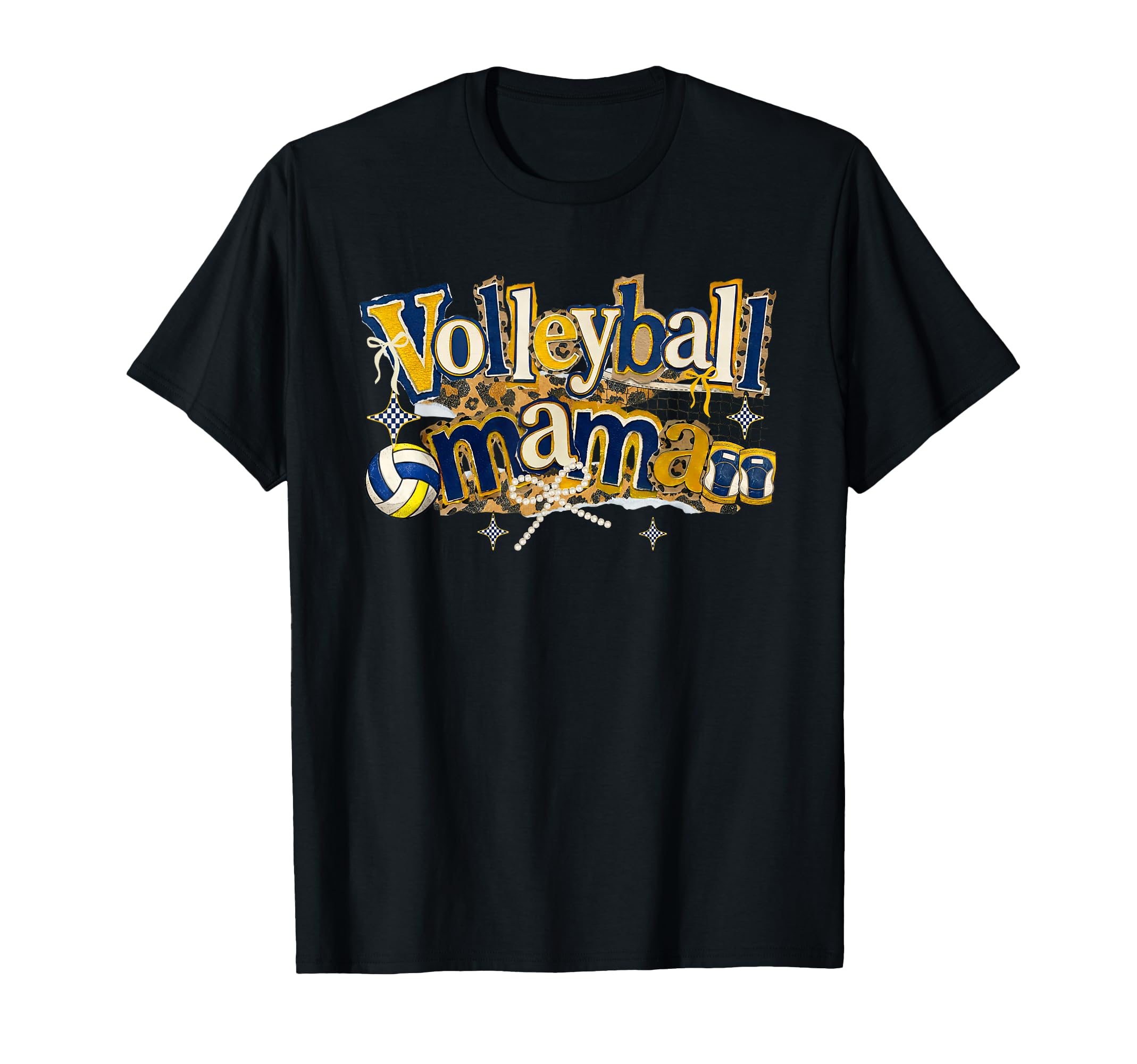 Volleyball Mama Leopard Coquette Bow T-Shirt - Graphic Print Unisex - T-Shirt, Sweatshirt, Hoodie