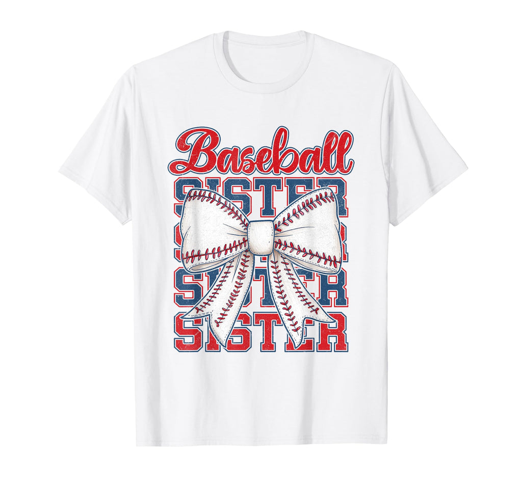 Baseball Sister Coquette Bow Biggest Fan T-Shirt - Custom Art Print Unisex - T-Shirt, Sweatshirt, Hoodie