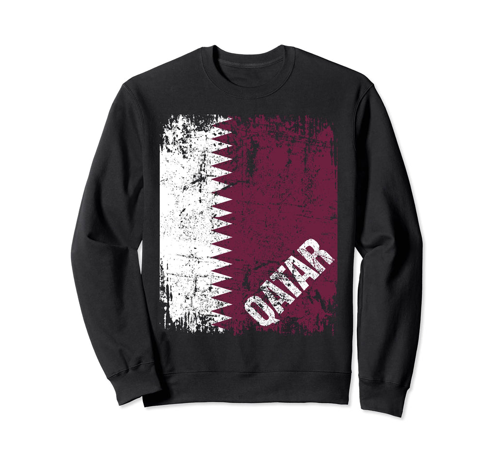 Qatar Flag Distressed Qatar Sweatshirt - Minimalist Print Men Women - T-Shirt, Sweatshirt, Hoodie