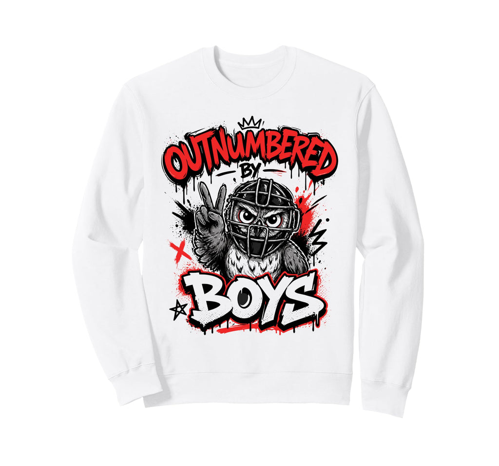 Outnumbered Baseball Mom Funny Catcher Sweatshirt - Trendy Graphic Unisex - T-Shirt, Sweatshirt, Hoodie