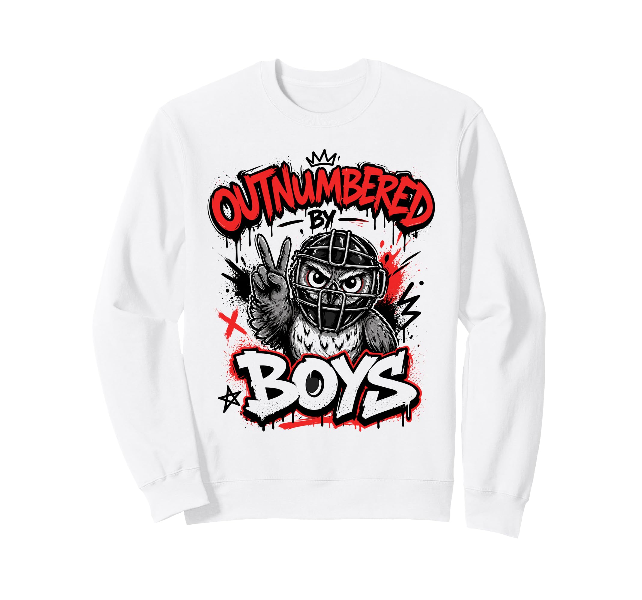 Outnumbered Baseball Mom Funny Catcher Sweatshirt - Trendy Graphic Unisex - T-Shirt, Sweatshirt, Hoodie