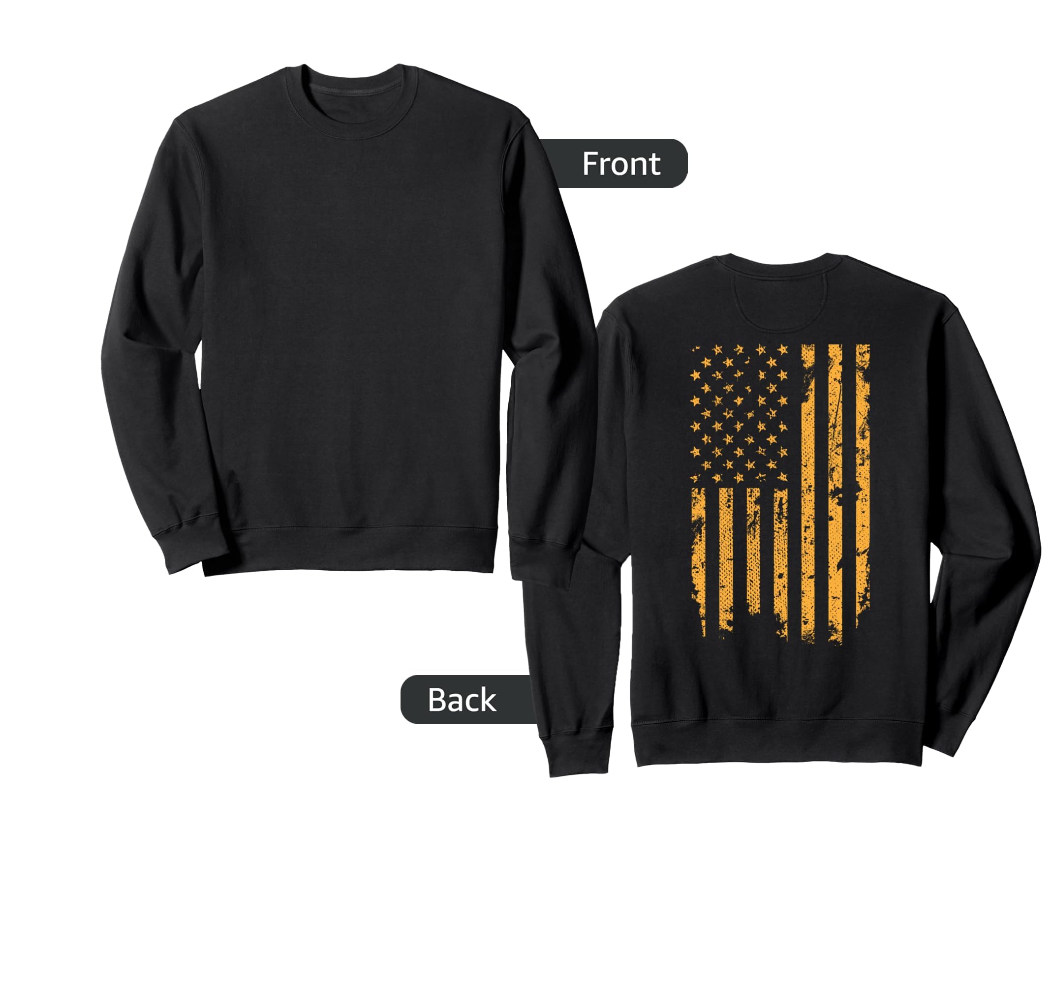 Distressed American Flag Sweatshirt - Casual Everyday Wear Men Women - T-Shirt, Sweatshirt, Hoodie