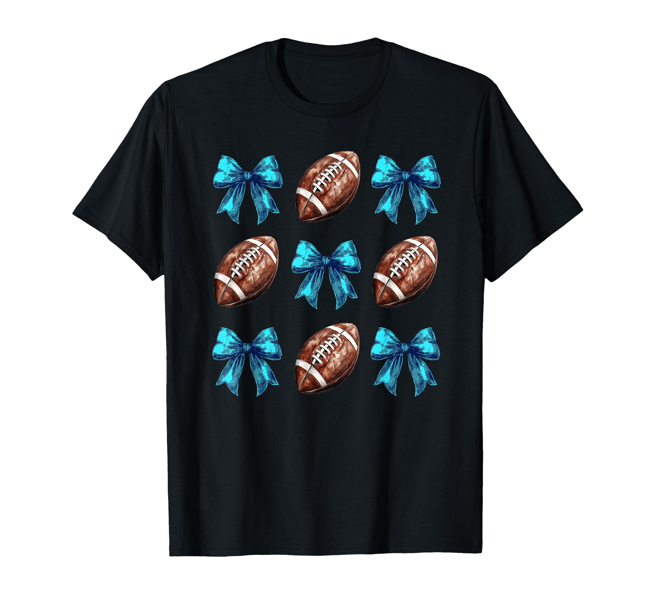 Football Coquette Bow Cheer Mom Blue T-Shirt - Aesthetic Graphic Unisex - T-Shirt, Sweatshirt, Hoodie