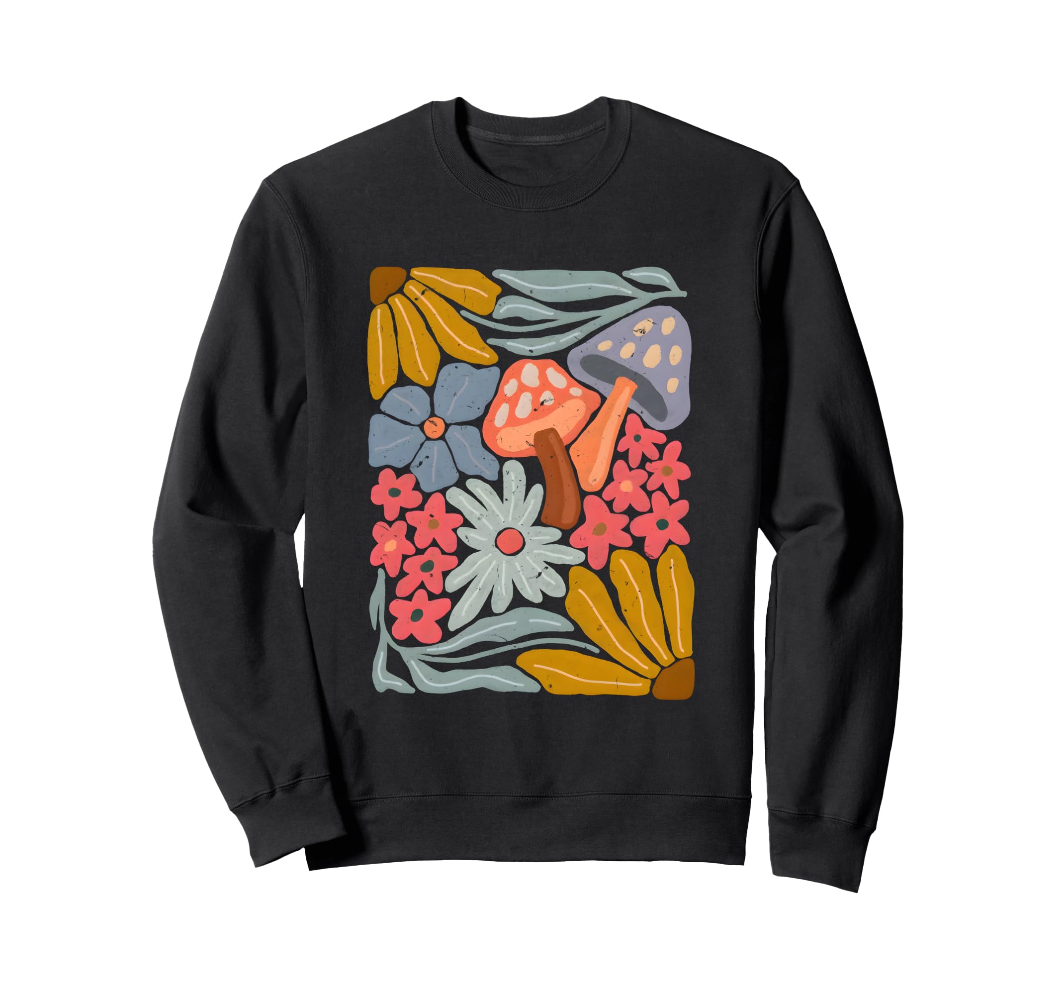 Groovy Abstract Flower And Mushroom Sweatshirt - Unique Graphic Unisex - T-Shirt, Sweatshirt, Hoodie