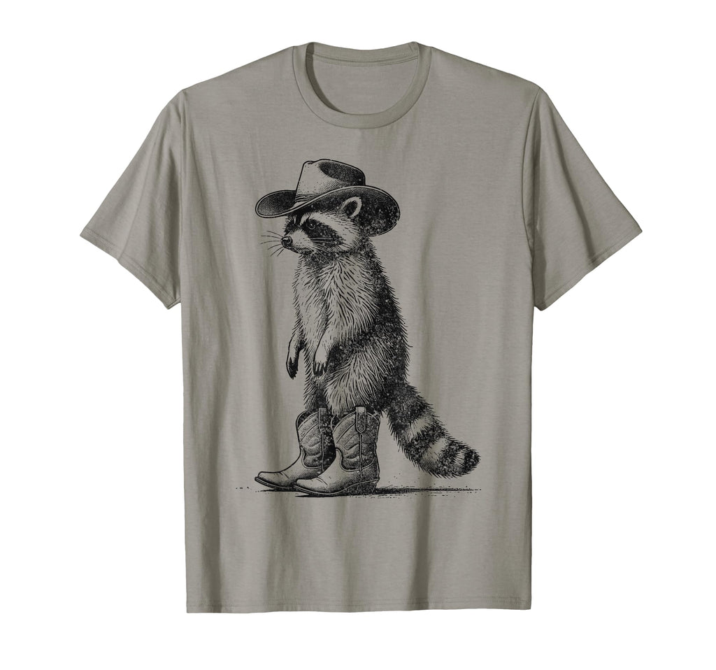 Raccoon Cowboy Cowgirl Western Country T-Shirt - Novelty Apparel for Adults - T-Shirt, Sweatshirt, Hoodie