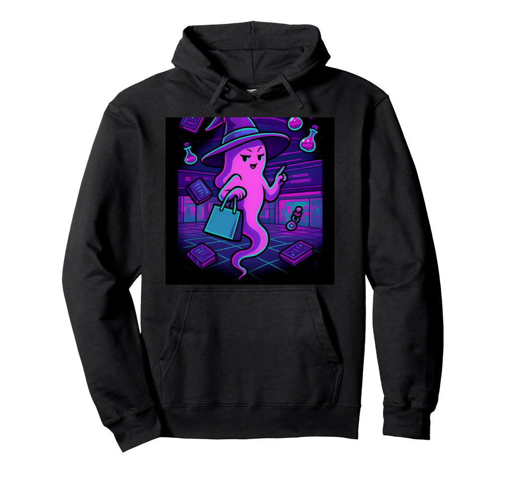 Vaporwave Shopping Ghost Witch Pastel Hoodie - Novelty Apparel for Adults - T-Shirt, Sweatshirt, Hoodie