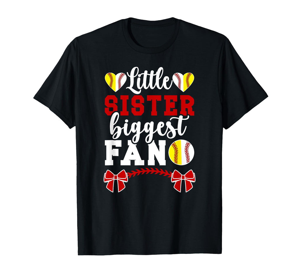 Little Sister Biggest Fan Softball T-Shirt - Custom Art Print for Adults - T-Shirt, Sweatshirt, Hoodie