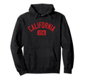 California Usa Arched Text Distressed Red Hoodie - Novelty Apparel Unisex - T-Shirt, Sweatshirt, Hoodie