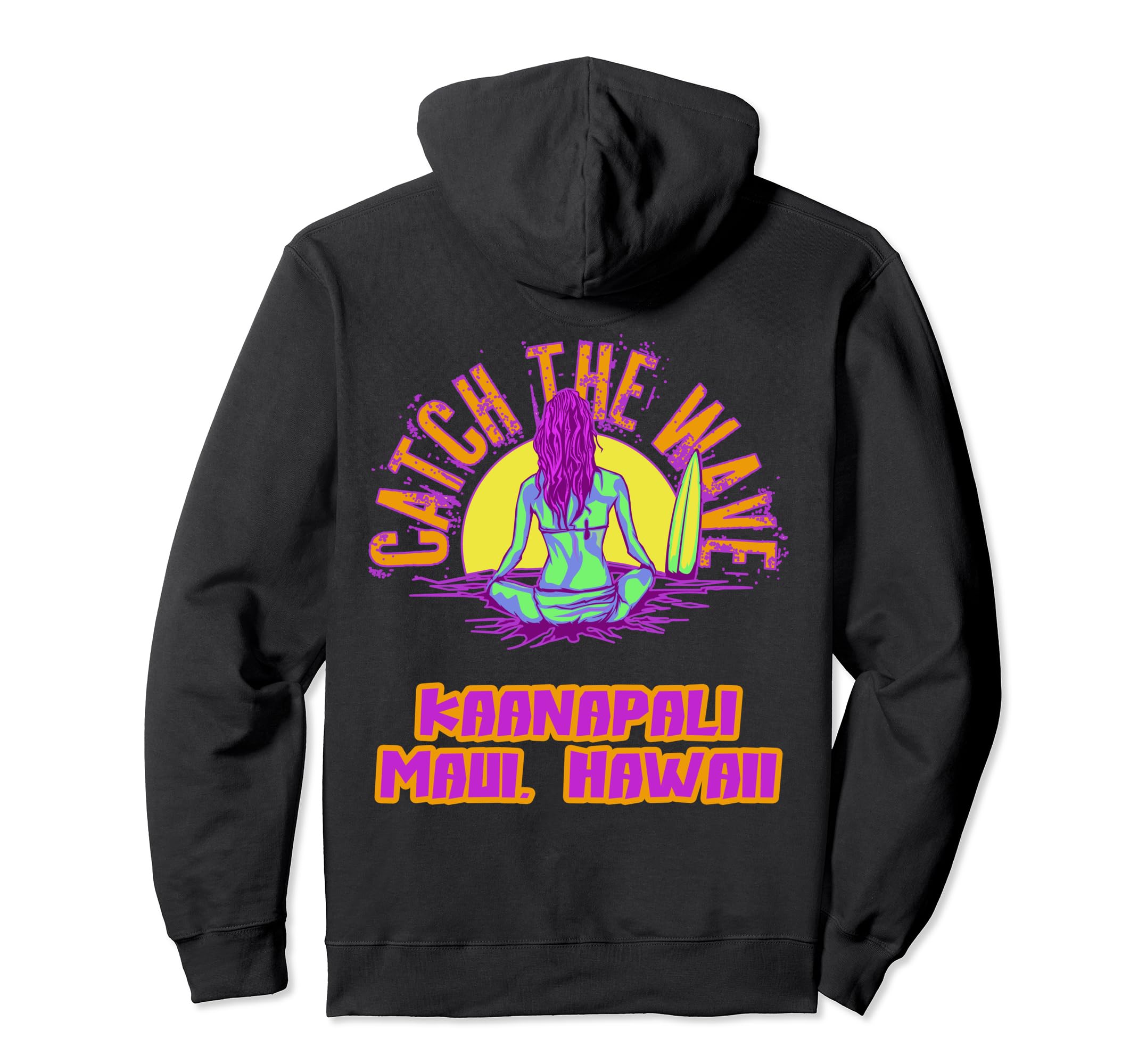 Kaanapali Maui Hawaii Surf Vaporwave Hoodie - Custom Art Print for Adults - T-Shirt, Sweatshirt, Hoodie