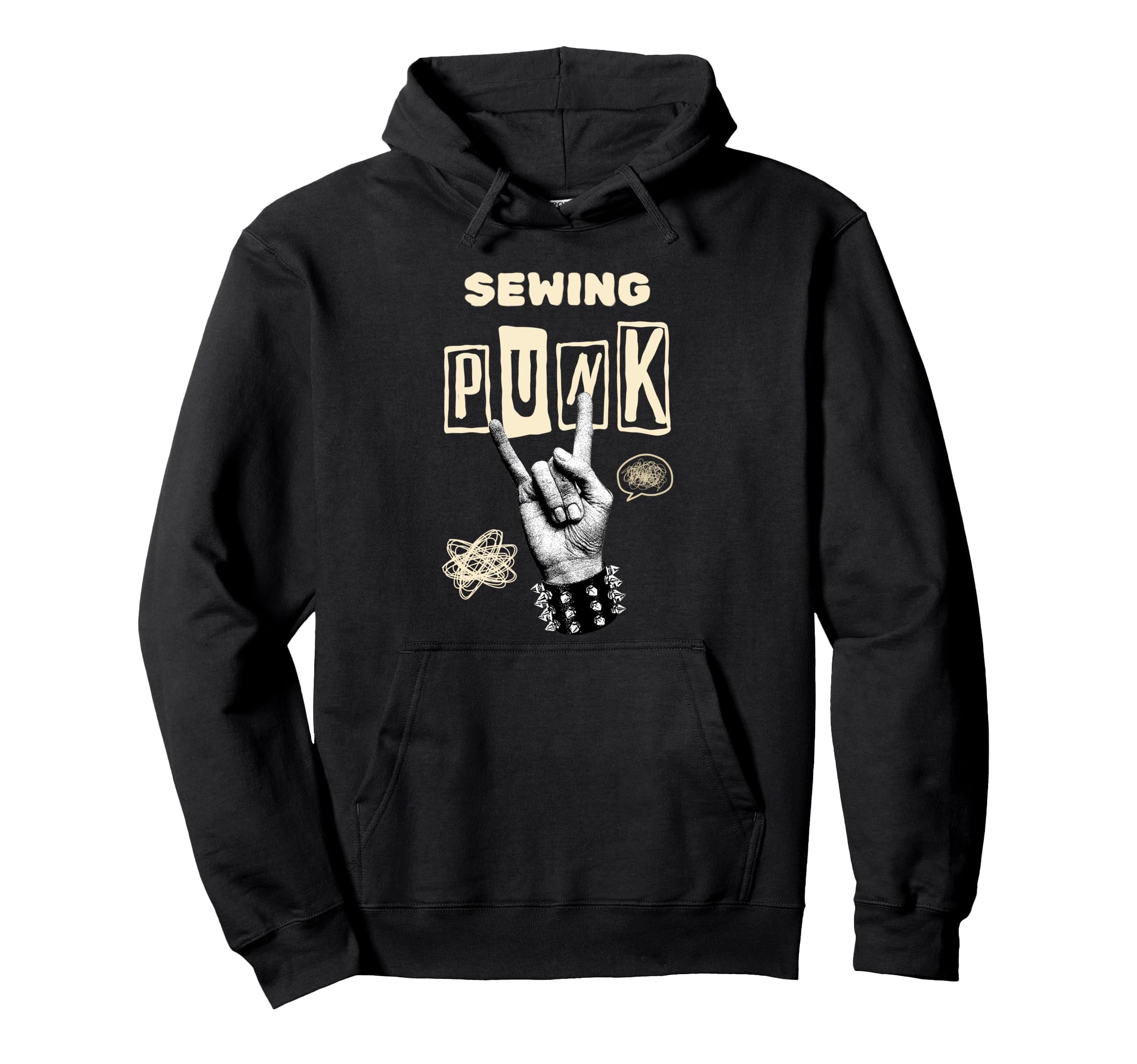 Sewing Punk Rock N Roll Music Band Hoodie - Fun Novelty Design for Adults - T-Shirt, Sweatshirt, Hoodie