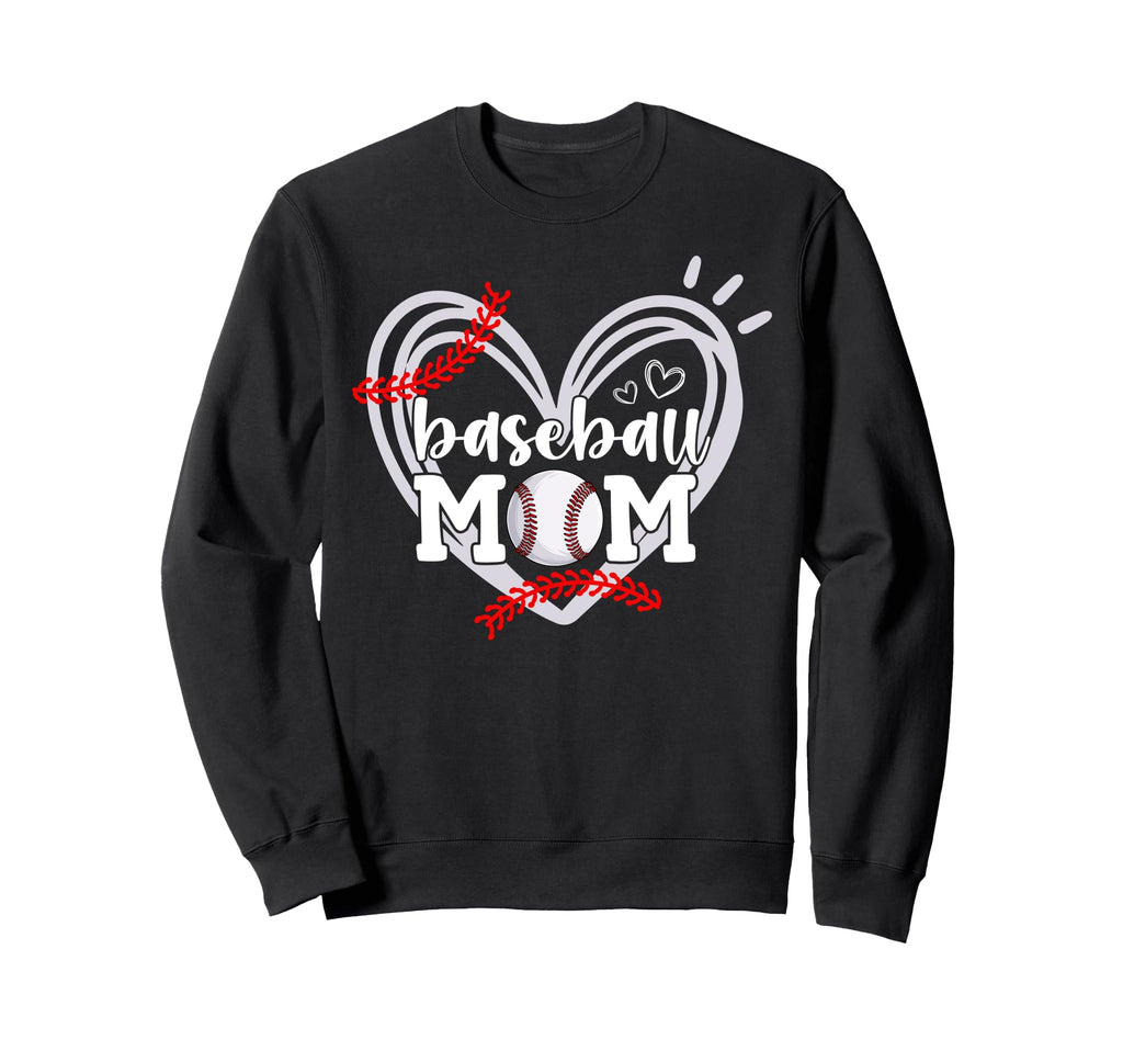 Funny Baseball Mom Heart Baseball Sweatshirt - Aesthetic Graphic Unisex - T-Shirt, Sweatshirt, Hoodie