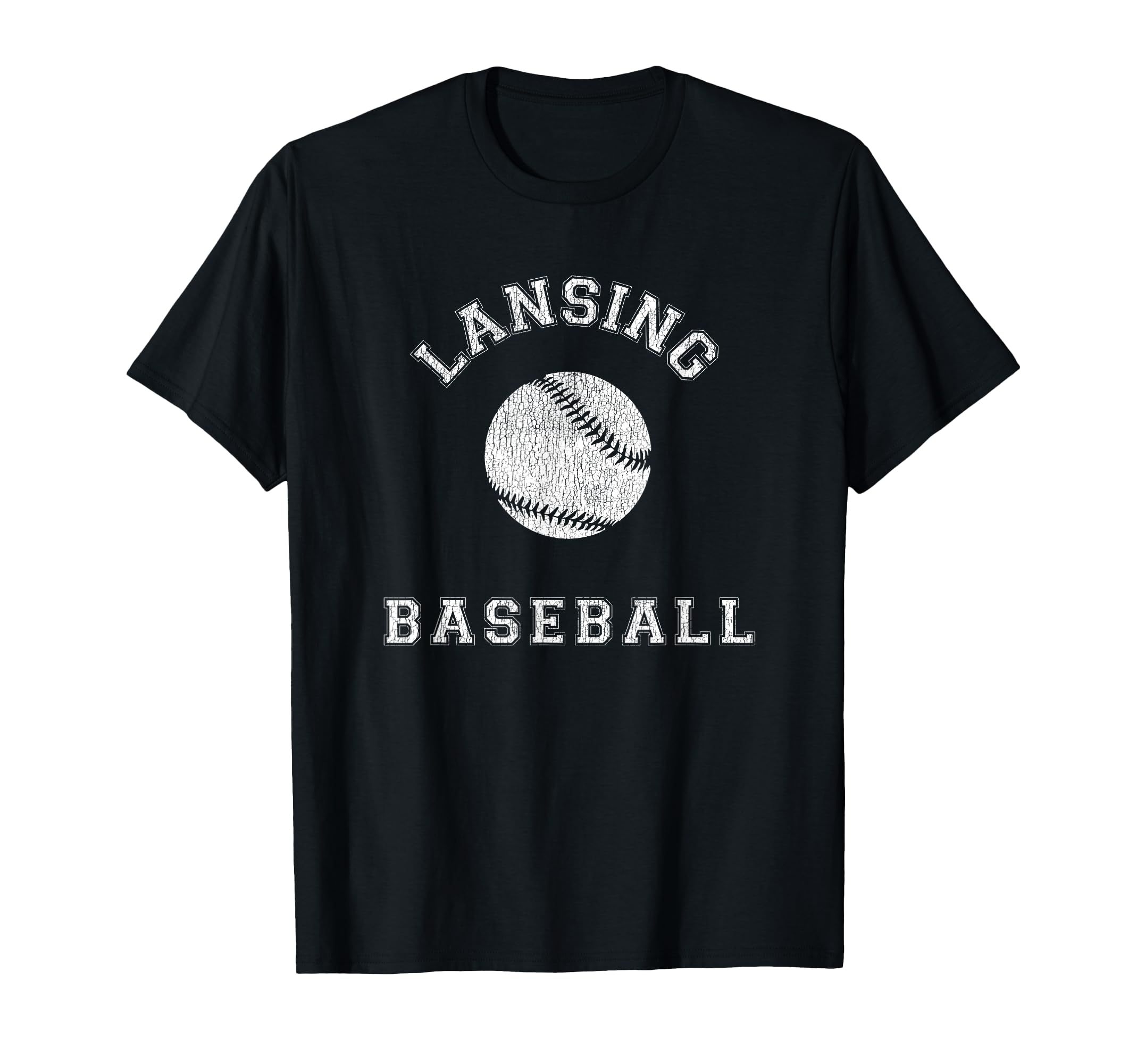 Lansing Baseball Distressed T-Shirt - Unique Graphic Unisex - T-Shirt, Sweatshirt, Hoodie