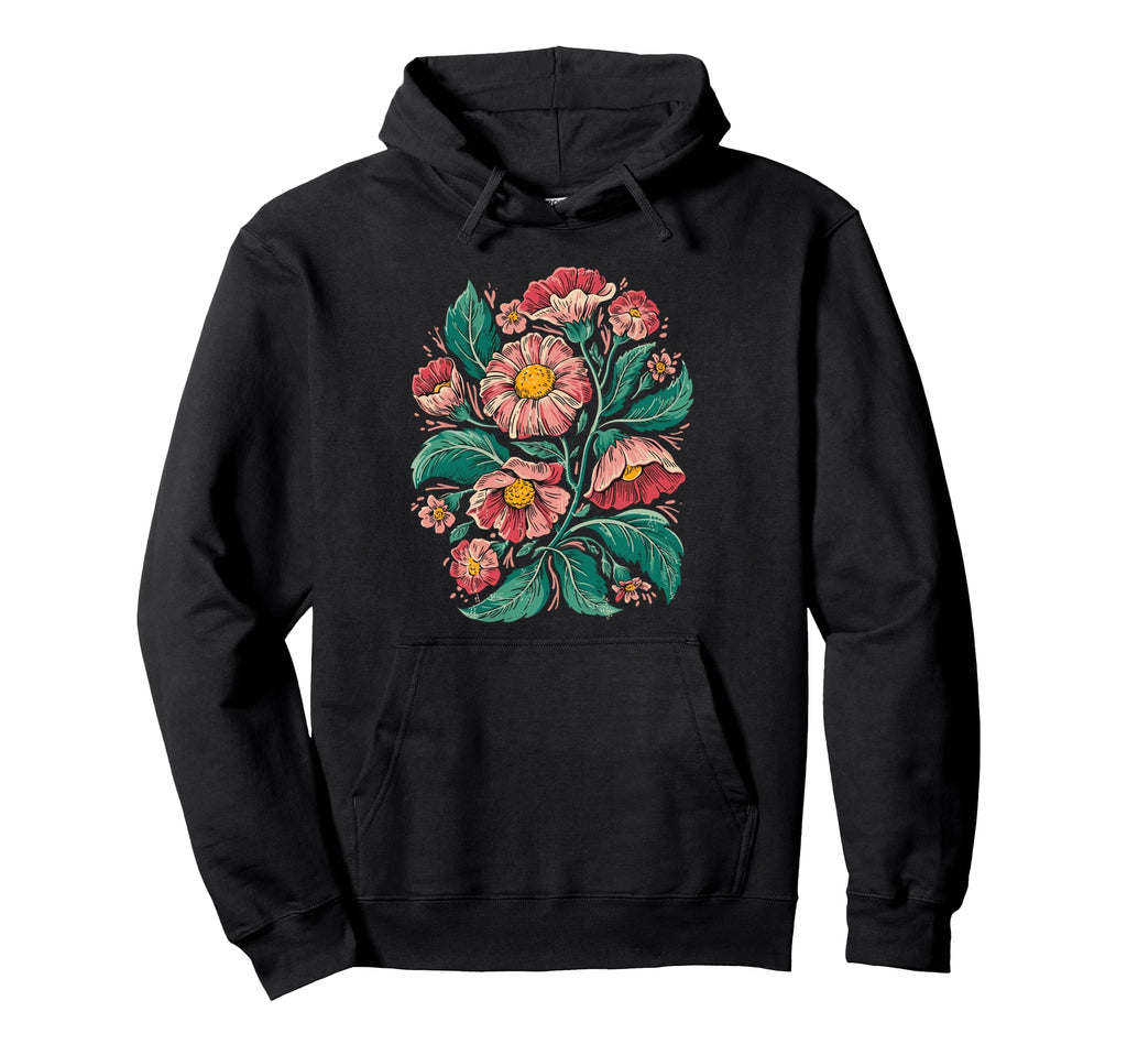 Botanical Boho Daisy Flower Floral Hoodie - Trendy Graphic Unisex - T-Shirt, Sweatshirt, Hoodie