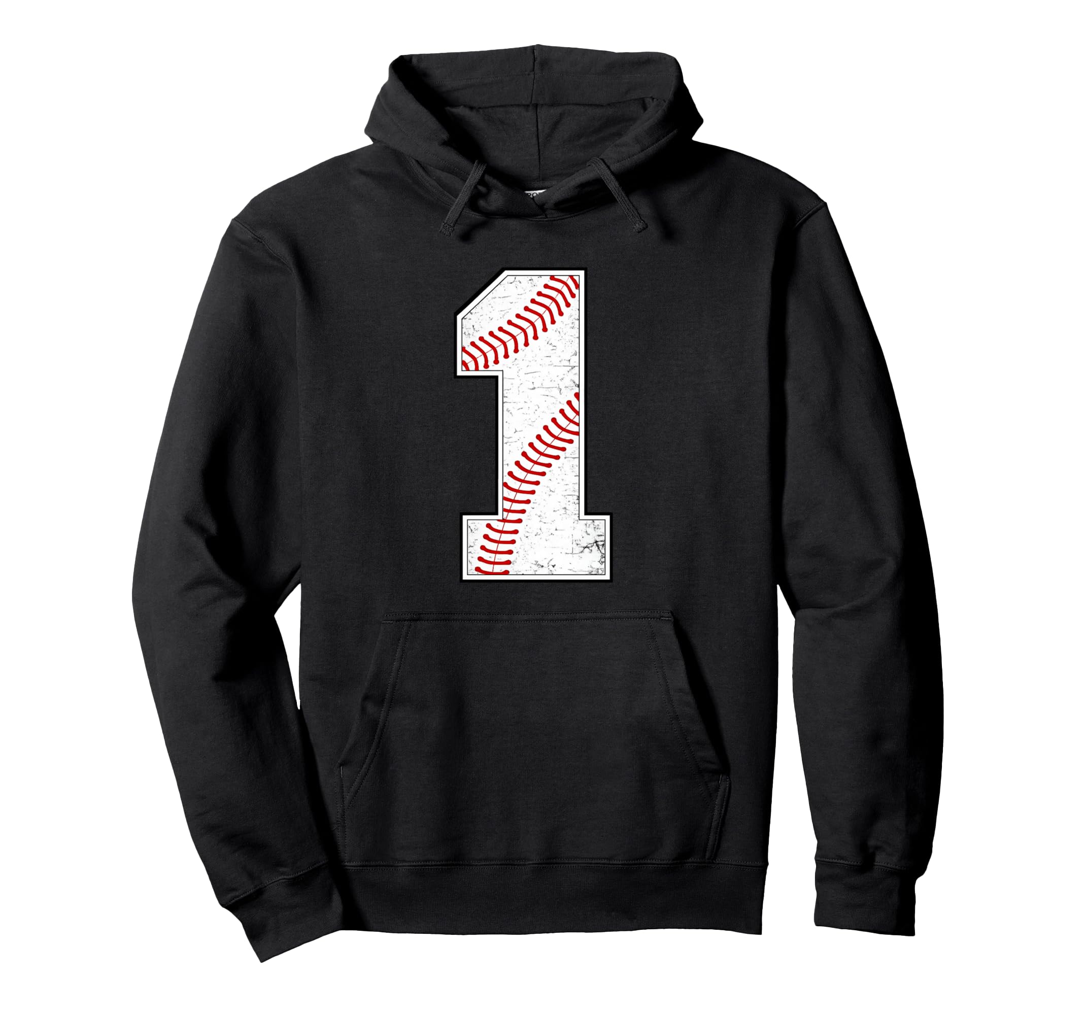 Baseball Jersey Number 1 Distressed Hoodie - Unique Graphic Men Women - T-Shirt, Sweatshirt, Hoodie