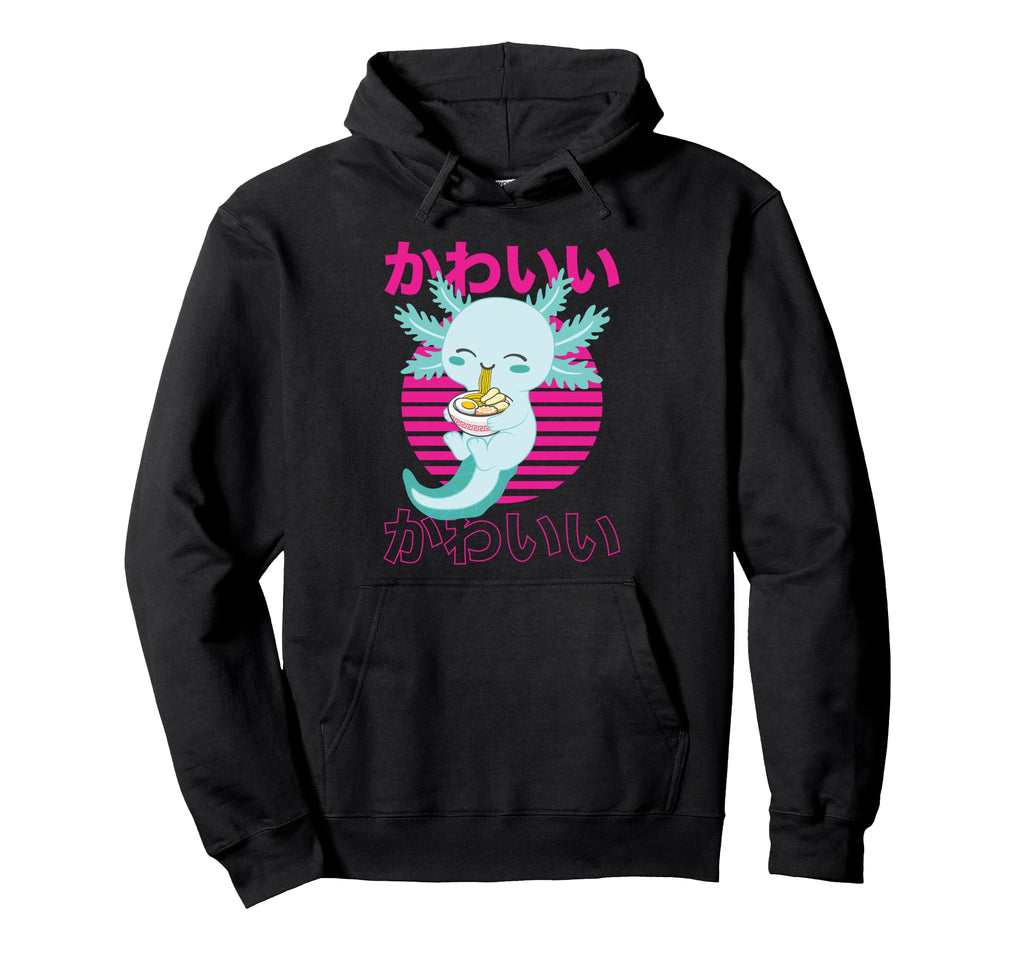 Axolotl Ramen Vaporwave Aesthetics Hoodie - Aesthetic Graphic Unisex - T-Shirt, Sweatshirt, Hoodie