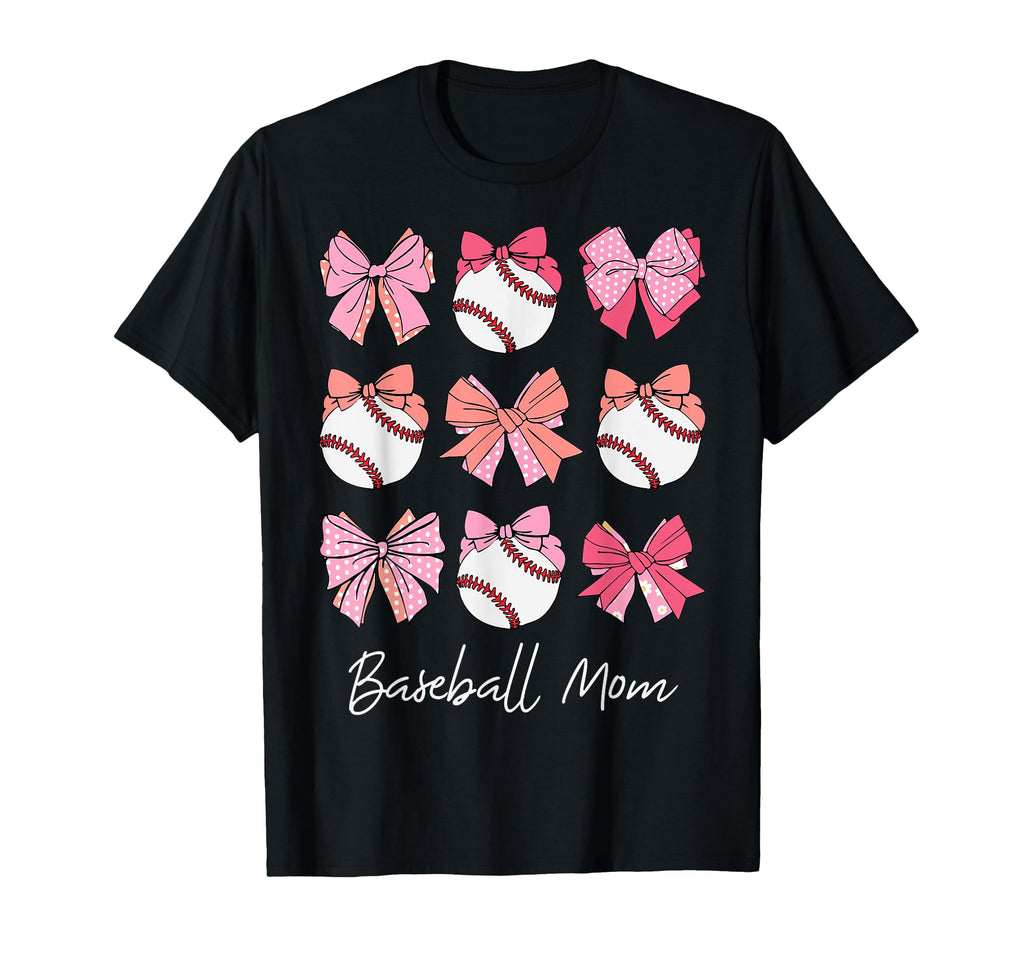 Baseball Mom Coquette Bow Baseball T-Shirt - Minimalist Print for Adults - T-Shirt, Sweatshirt, Hoodie