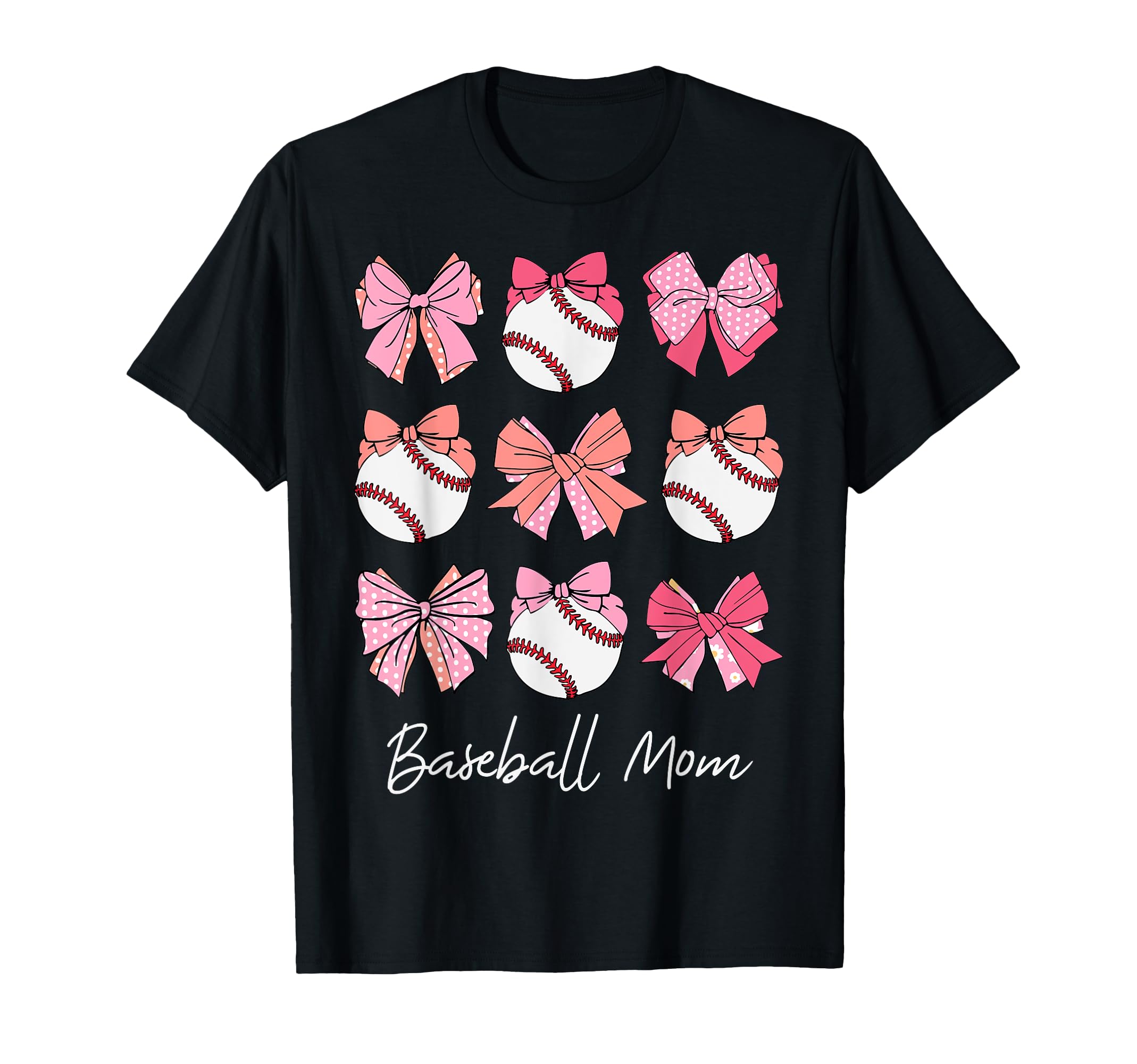 Baseball Mom Coquette Bow Baseball T-Shirt - Minimalist Print for Adults - T-Shirt, Sweatshirt, Hoodie