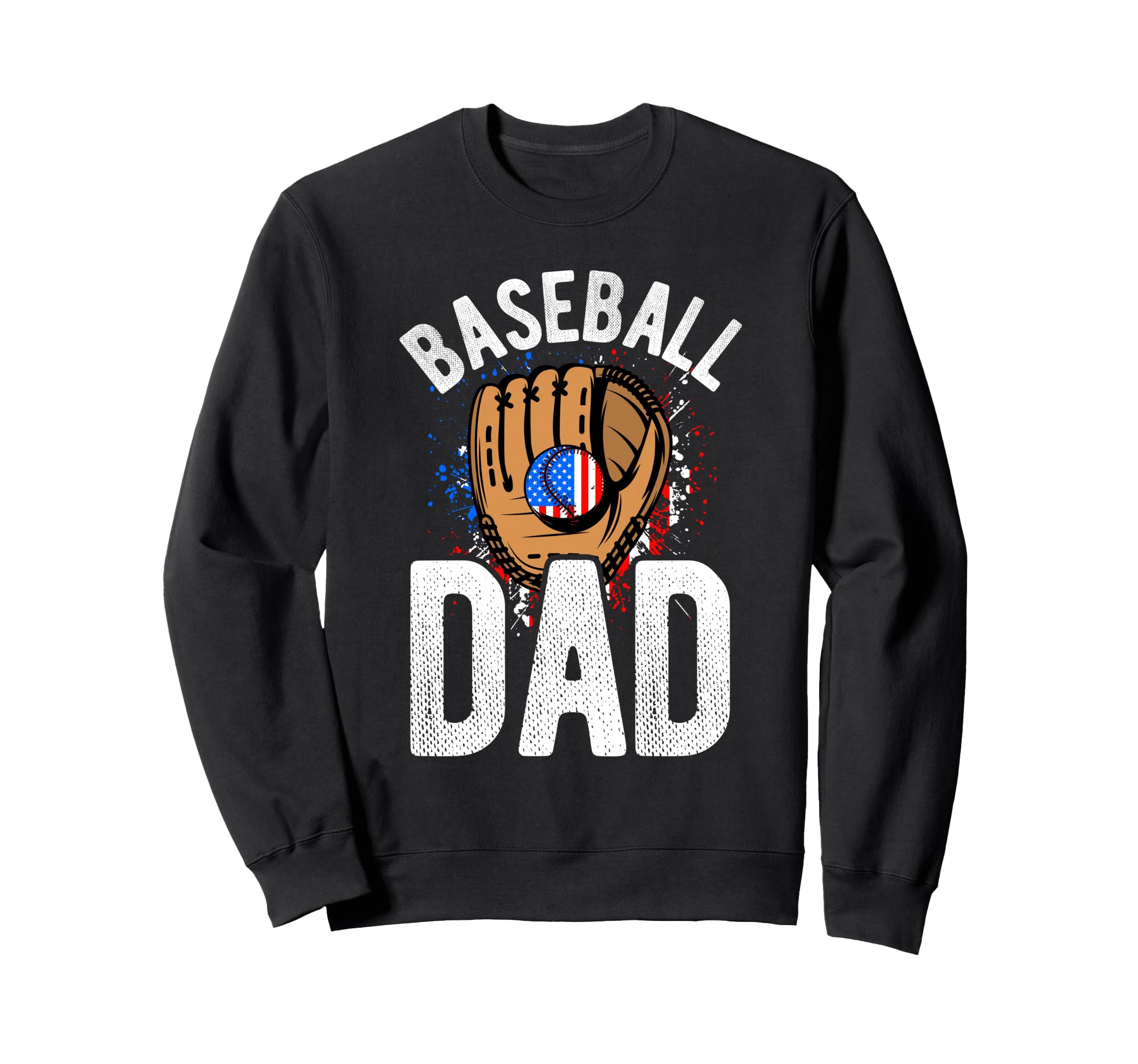 Baseball Dad Usa Flag Sweatshirt - Aesthetic Graphic Men Women - T-Shirt, Sweatshirt, Hoodie