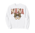 Baseball Mom Leopard Bow Checkered Sweatshirt - Aesthetic Graphic Unisex - T-Shirt, Sweatshirt, Hoodie