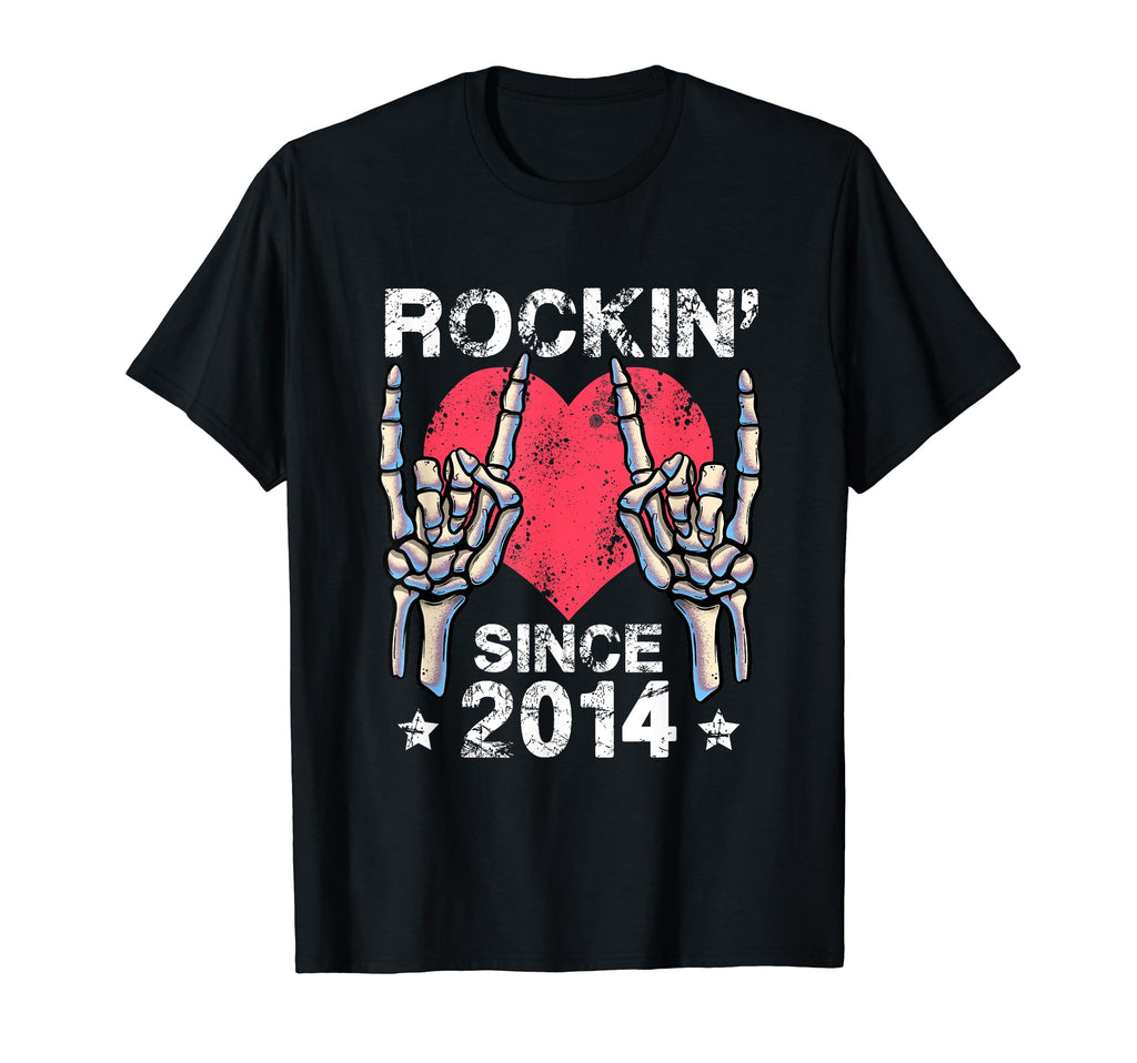 Rockin Since 2014 Rock Roll Birthday Rock T-Shirt - Graphic Print Unisex - T-Shirt, Sweatshirt, Hoodie