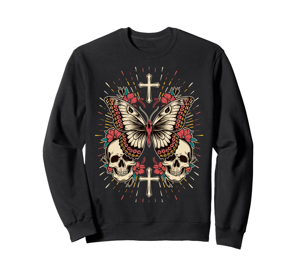 Y2K Fairycore Aesthetic Goth Skull Sweatshirt - Novelty Apparel for Adults - T-Shirt, Sweatshirt, Hoodie