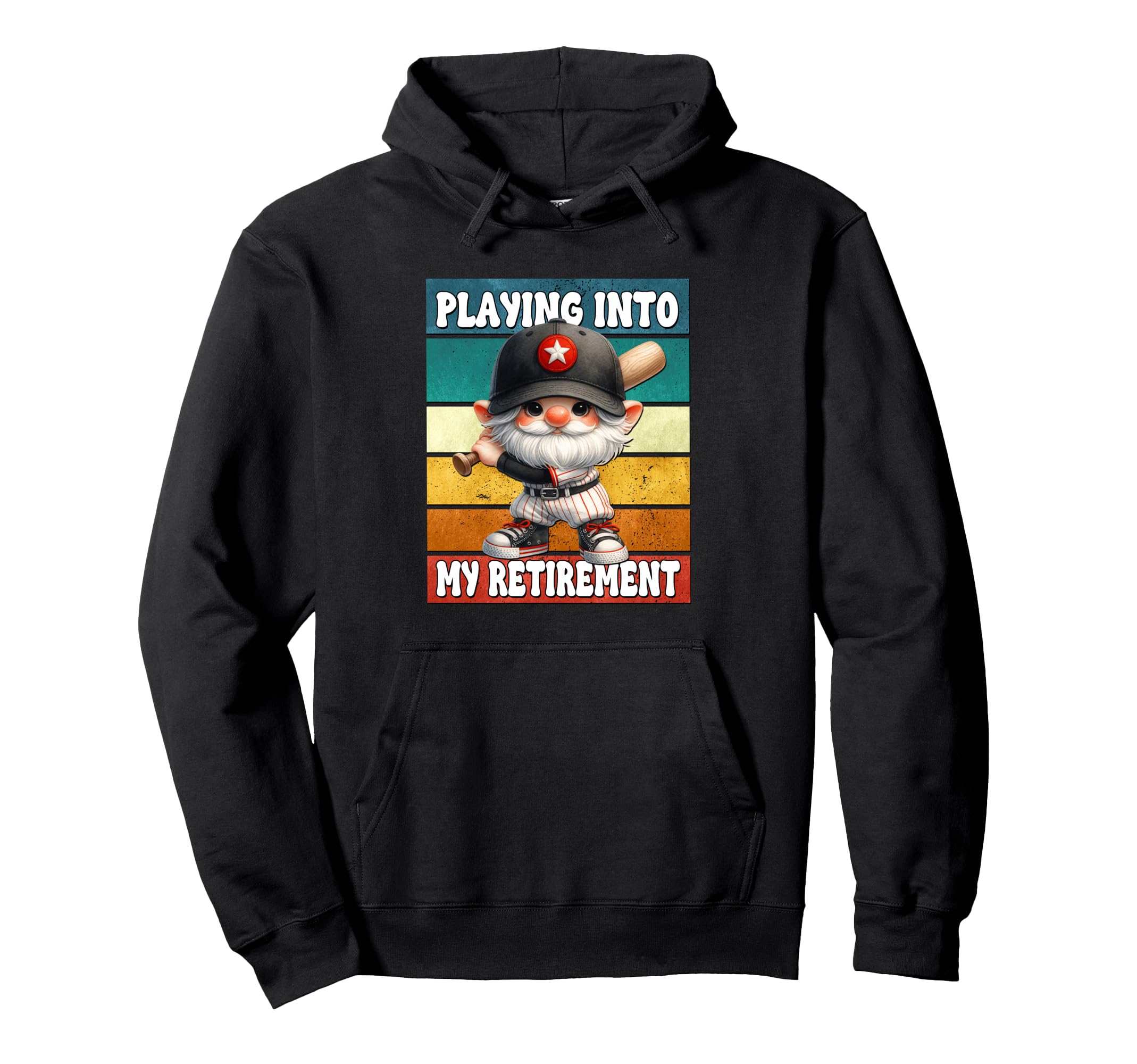 Funny Retirement Baseball Gnome Dad Hoodie - Fun Novelty Design for Adults - T-Shirt, Sweatshirt, Hoodie