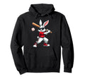 Easter Bunny Playing Baseball Batter Hoodie - Fun Novelty Design Unisex - T-Shirt, Sweatshirt, Hoodie