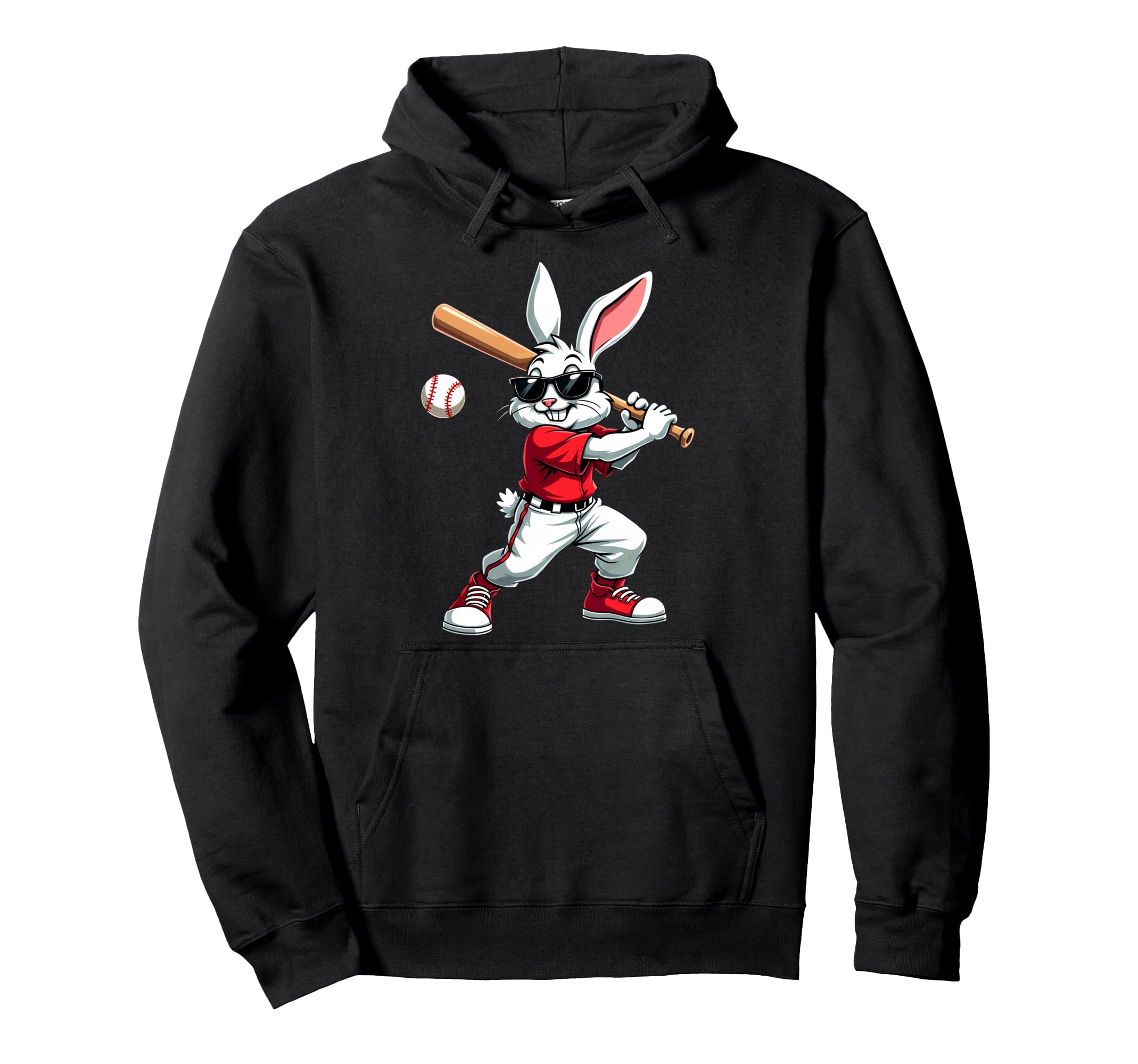 Easter Bunny Playing Baseball Batter Hoodie - Fun Novelty Design Unisex - T-Shirt, Sweatshirt, Hoodie