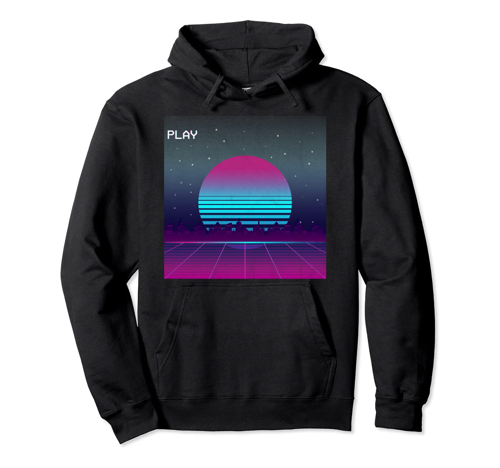 Outrun Landscape Sun Vaporwave Hoodie - Fun Novelty Design for Adults - T-Shirt, Sweatshirt, Hoodie