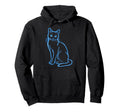 Black Cat Blue Aura Ethereal Cat Lover Hoodie - Unique Graphic Unisex - T-Shirt, Sweatshirt, Hoodie