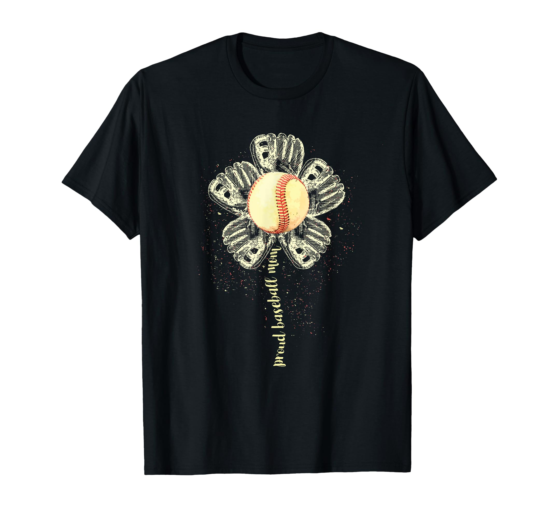 Proud Baseball Mom Flower Mothers T-Shirt - Casual Everyday Wear Men Women - T-Shirt, Sweatshirt, Hoodie