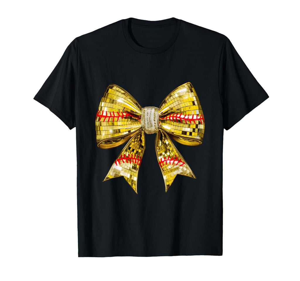 Coquette Bow Disco Ball Softball T-Shirt - Novelty Apparel Men Women - T-Shirt, Sweatshirt, Hoodie