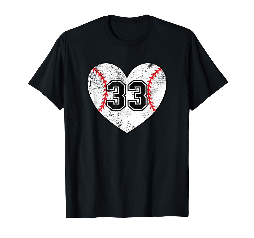 Baseball Heart Player 33 Baseball Mom Dad T-Shirt - Trendy Graphic Unisex - T-Shirt, Sweatshirt, Hoodie