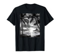 Black White Photo Palm Trees Sunset T-Shirt - Custom Art Print Men Women - T-Shirt, Sweatshirt, Hoodie