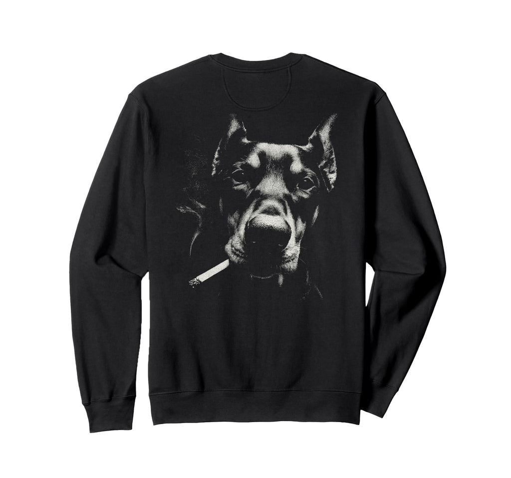Doberman Smoking Cigarette Grunge Meme Sweatshirt - Graphic Print Unisex - T-Shirt, Sweatshirt, Hoodie