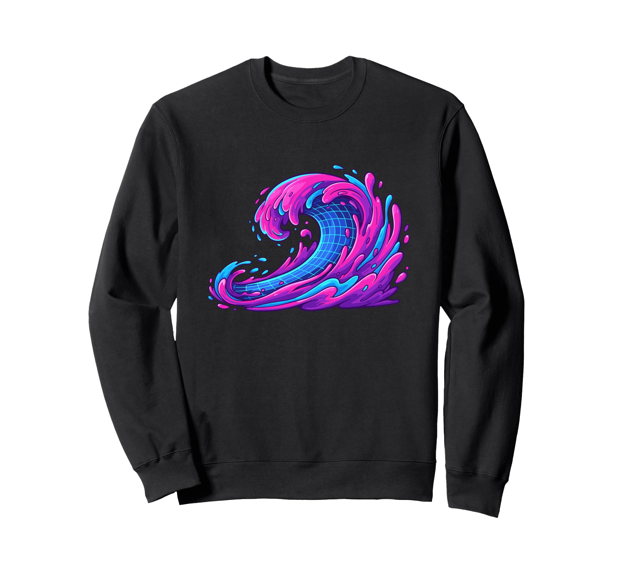 Cyberpunk Surf Wave Vaporwave Sweatshirt - Minimalist Print Men Women - T-Shirt, Sweatshirt, Hoodie