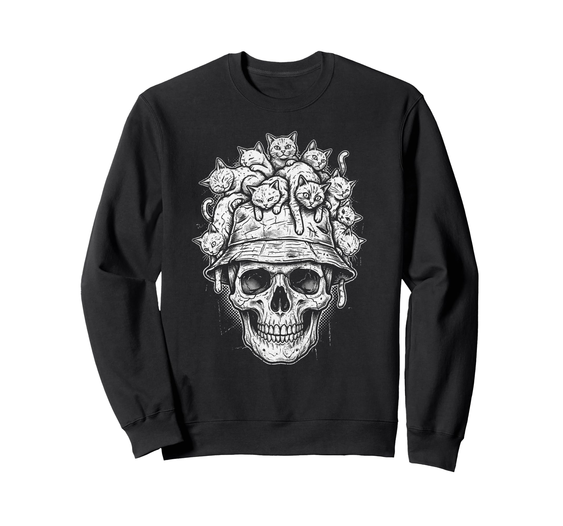 Skull Cat Skeleton Kitty Kitten Gothic Sweatshirt - Unique Graphic Unisex - T-Shirt, Sweatshirt, Hoodie