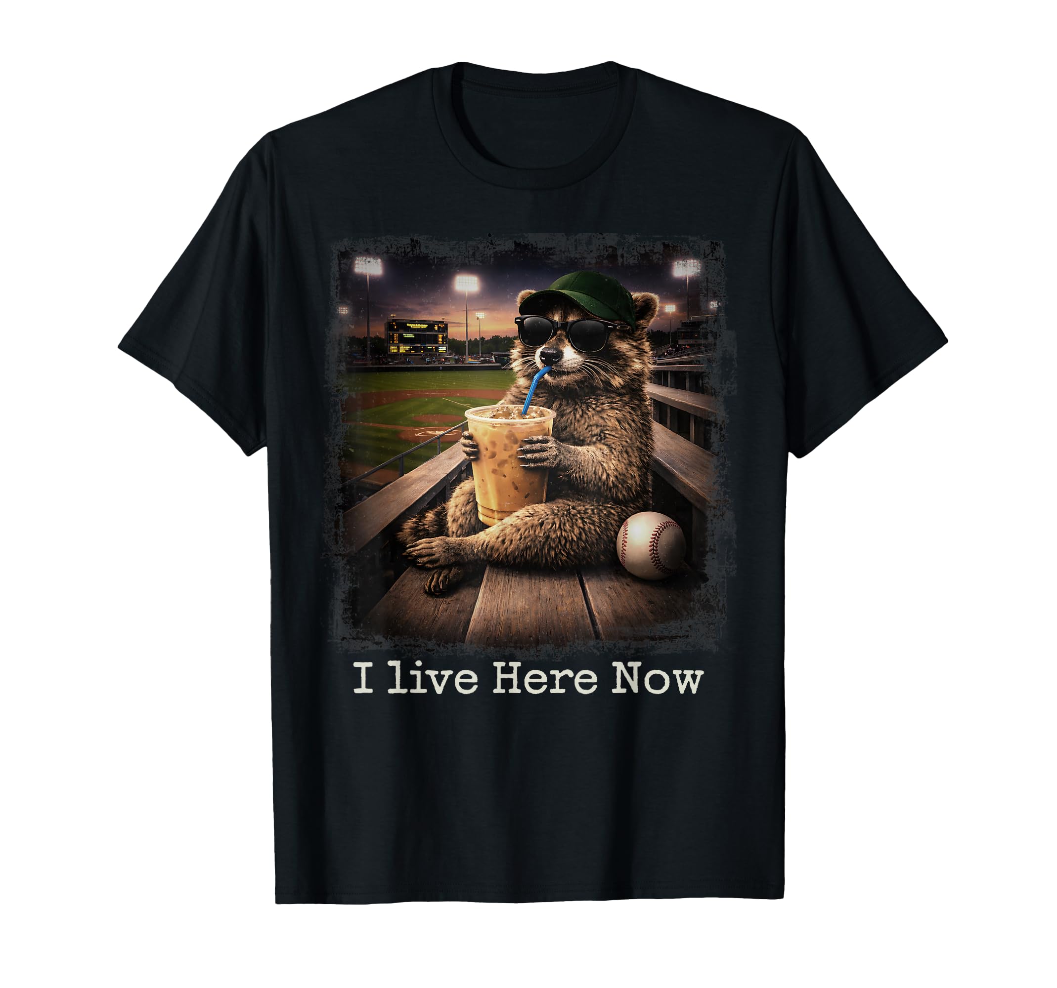 Funny Raccoon Ballfield Baseball Field I T-Shirt - Unique Graphic Unisex - T-Shirt, Sweatshirt, Hoodie