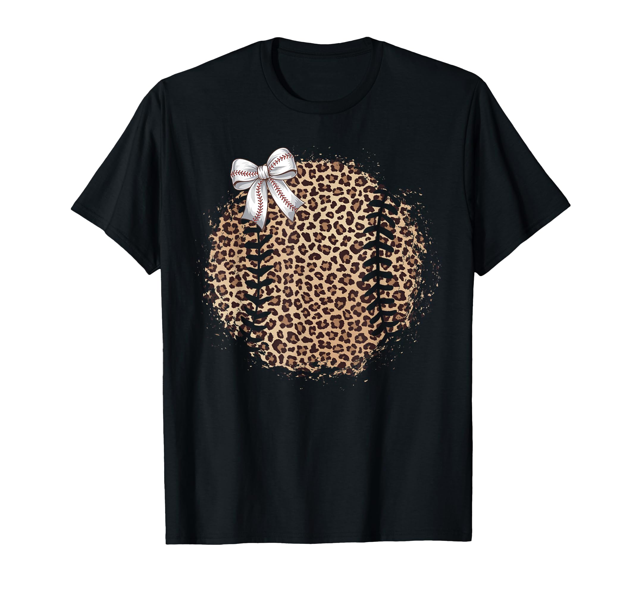 Baseball Mom Leopard Coquette Bow T-Shirt - Novelty Apparel for Adults - T-Shirt, Sweatshirt, Hoodie