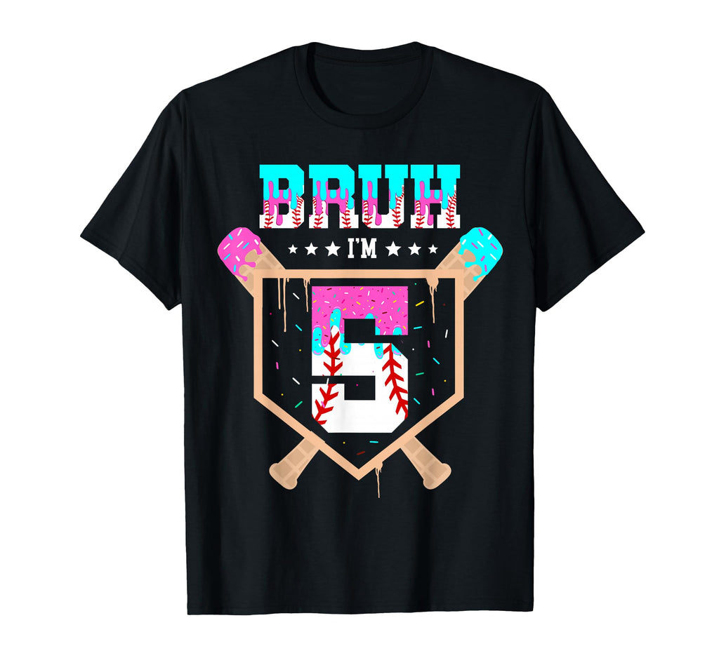 Baseball 5 Year Old Ice Cream Drip 5Th T-Shirt - Novelty Apparel Unisex - T-Shirt, Sweatshirt, Hoodie