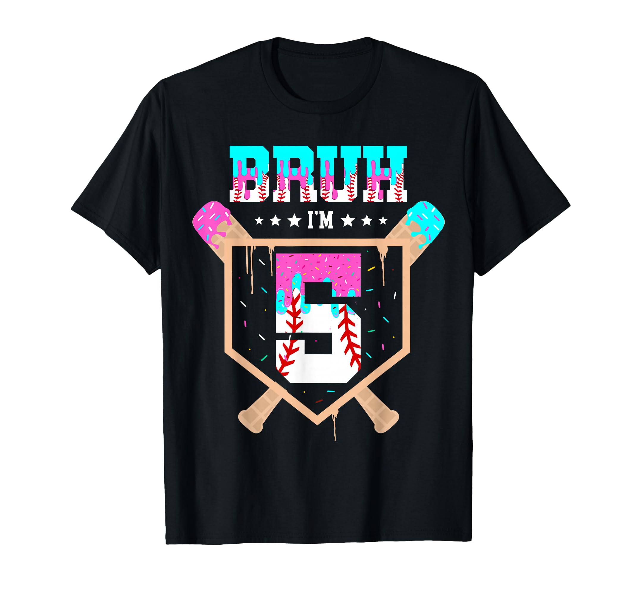 Baseball 5 Year Old Ice Cream Drip 5Th T-Shirt - Novelty Apparel Unisex - T-Shirt, Sweatshirt, Hoodie