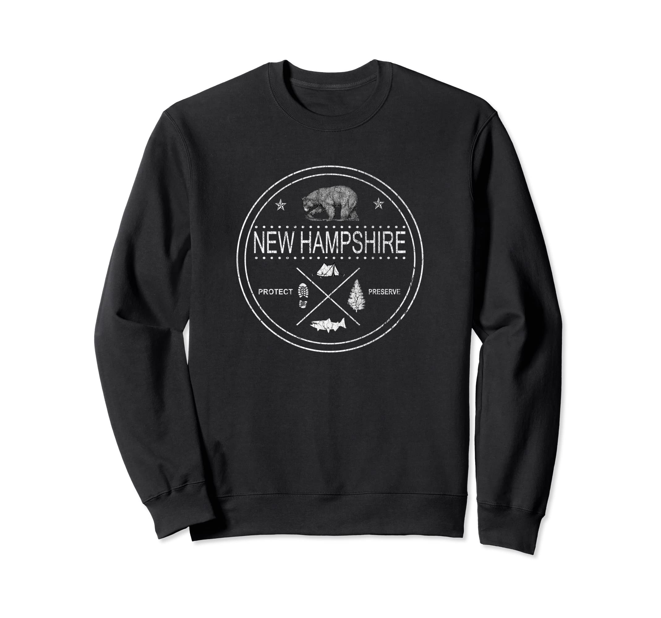 New Hampshire Distressed Sweatshirt - Fun Novelty Design for Adults - T-Shirt, Sweatshirt, Hoodie