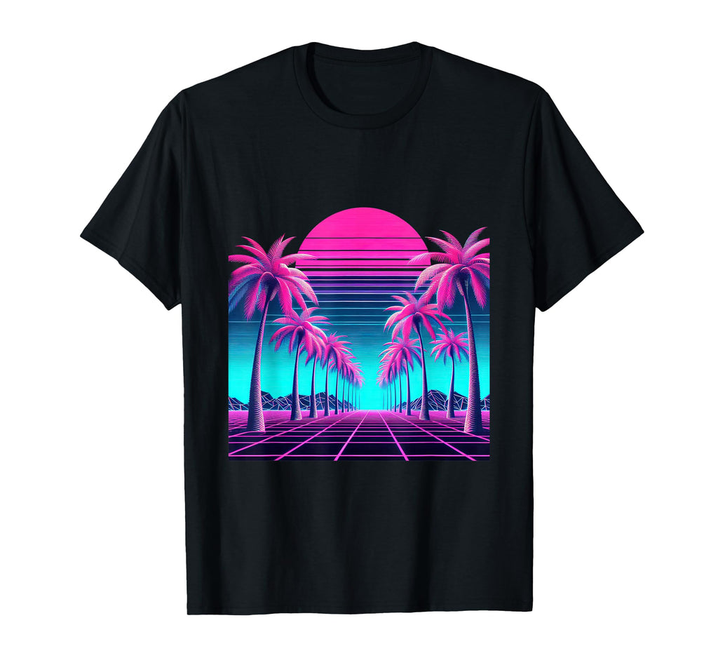 80S Vaporwave Synthwave Palm Tree T-Shirt - Unique Graphic for Adults - T-Shirt, Sweatshirt, Hoodie