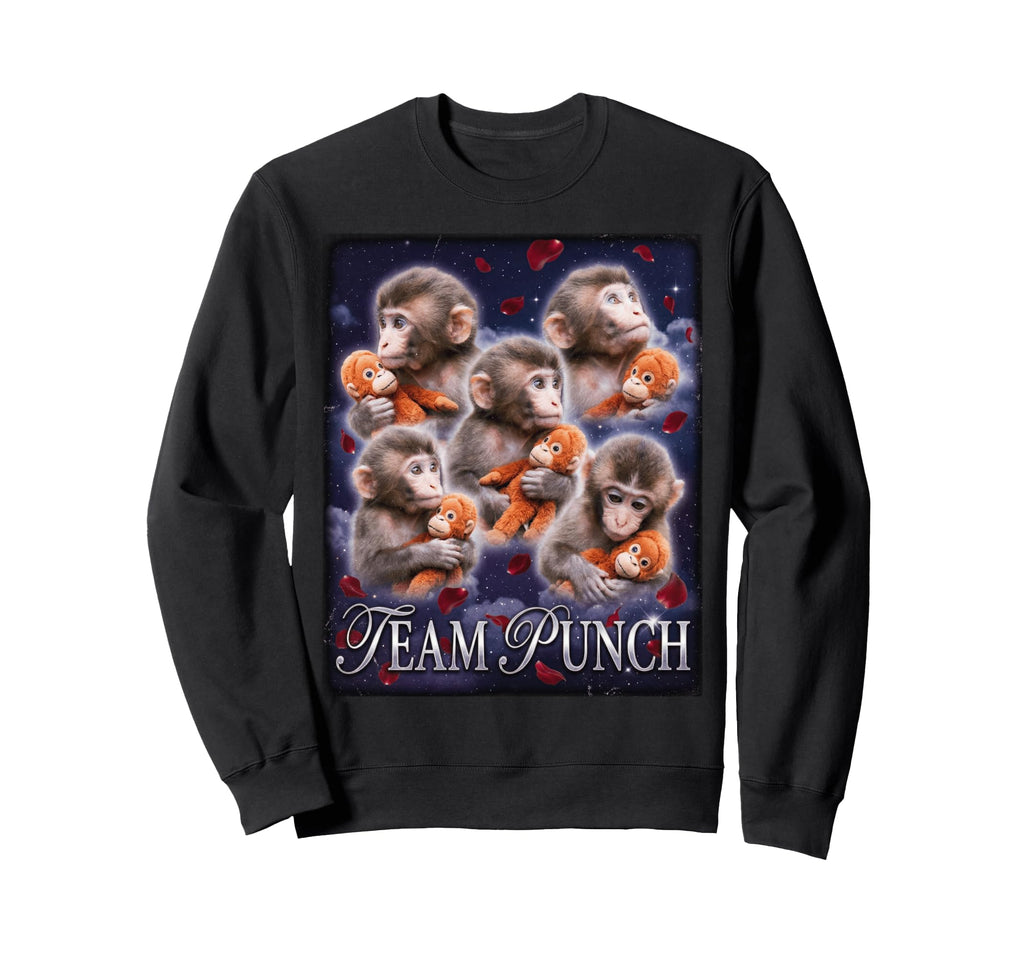 Team Punch Monkey Meme Y2K Bootleg Sweatshirt - Minimalist Print Unisex - T-Shirt, Sweatshirt, Hoodie