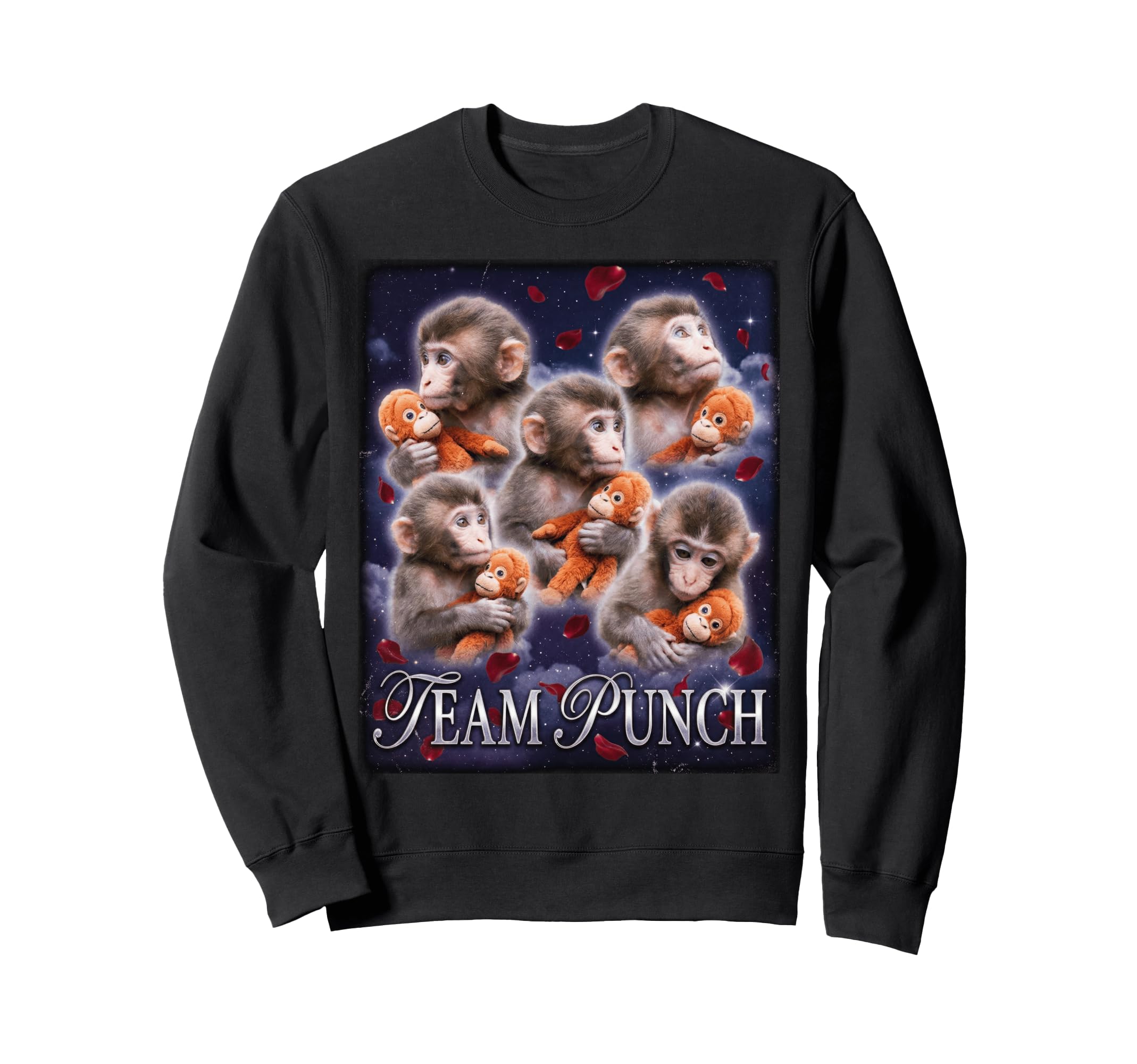 Team Punch Monkey Meme Y2K Bootleg Sweatshirt - Minimalist Print Unisex - T-Shirt, Sweatshirt, Hoodie