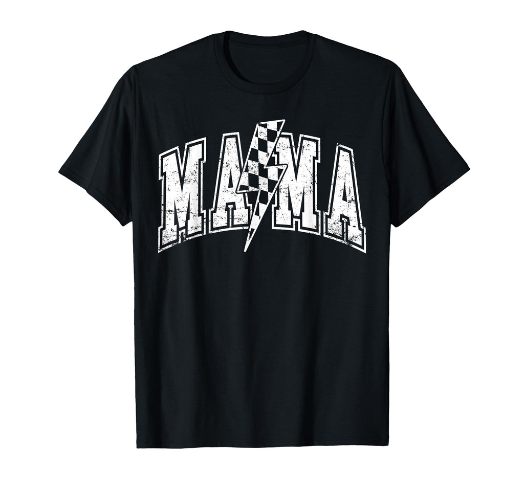 Mama Lightning Bolt Checkered T-Shirt - Casual Everyday Wear for Adults - T-Shirt, Sweatshirt, Hoodie