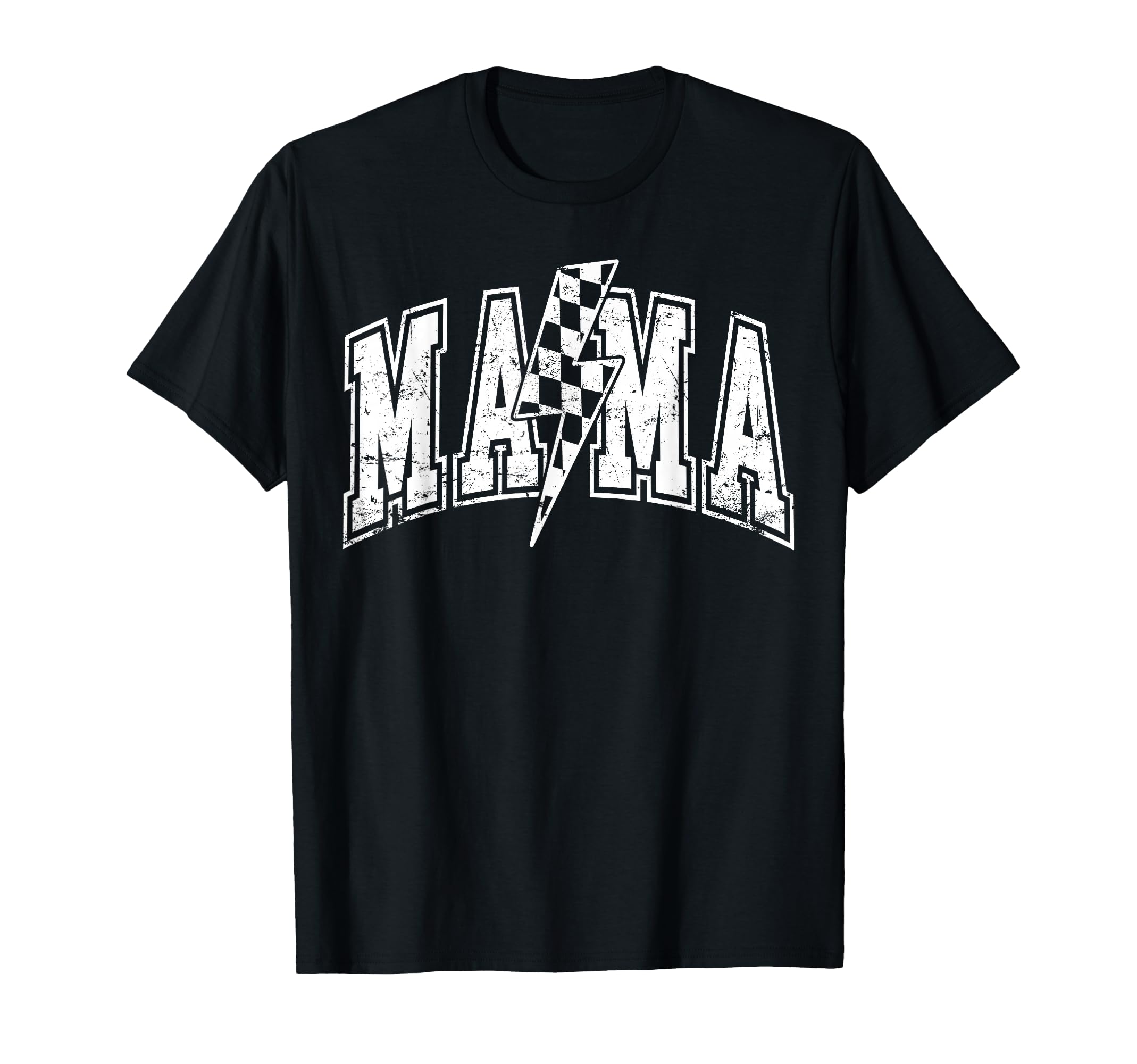 Mama Lightning Bolt Checkered T-Shirt - Casual Everyday Wear for Adults - T-Shirt, Sweatshirt, Hoodie