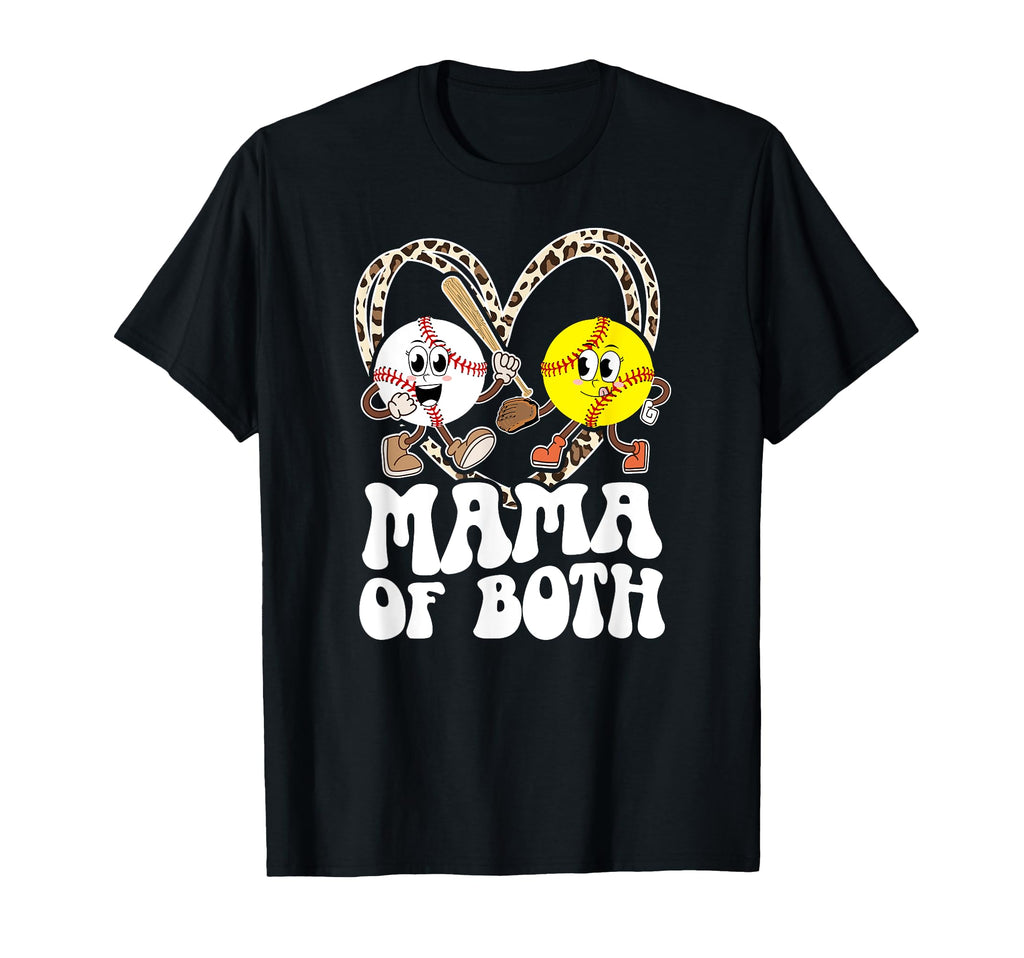 Mama Both Groovy Baseball Softball Mom T-Shirt - Novelty Apparel Unisex - T-Shirt, Sweatshirt, Hoodie