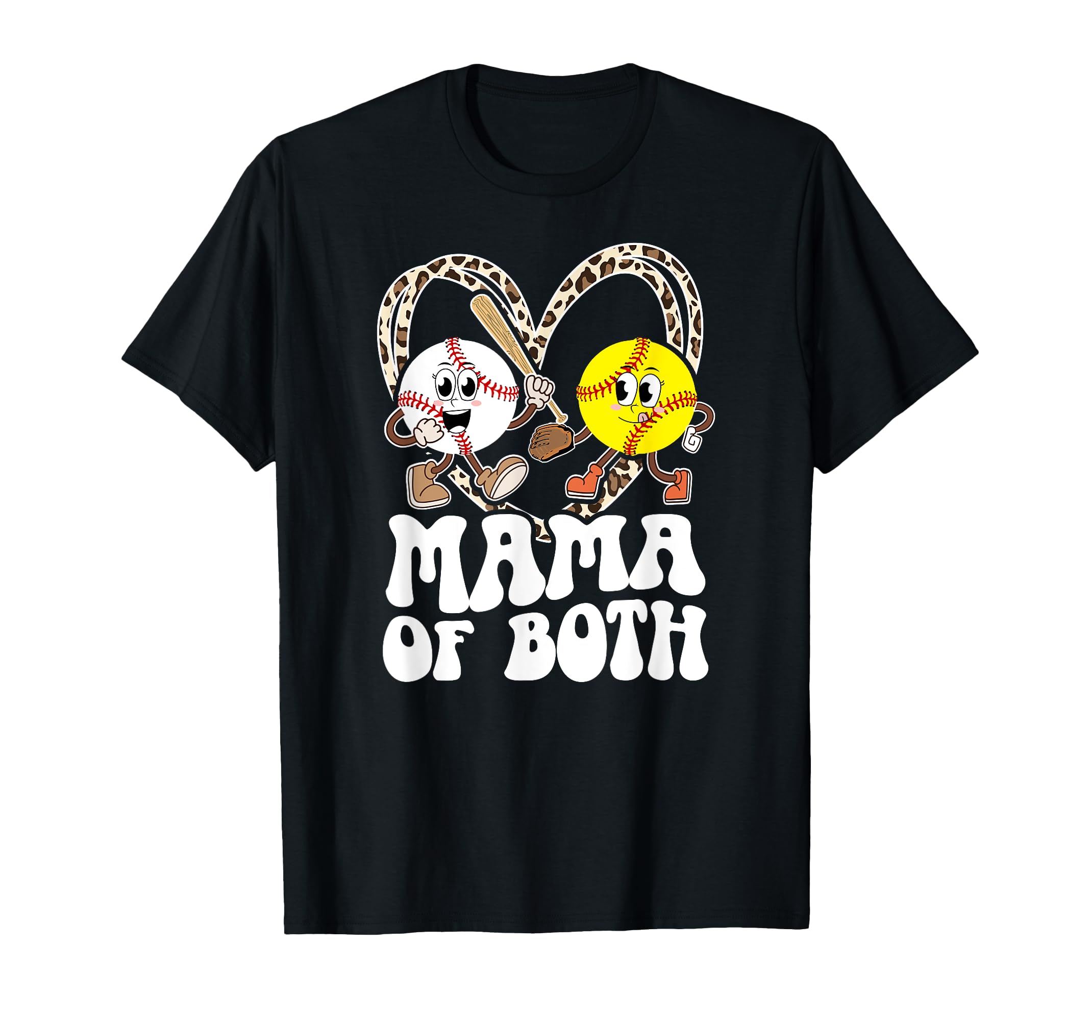 Mama Both Groovy Baseball Softball Mom T-Shirt - Novelty Apparel Unisex - T-Shirt, Sweatshirt, Hoodie