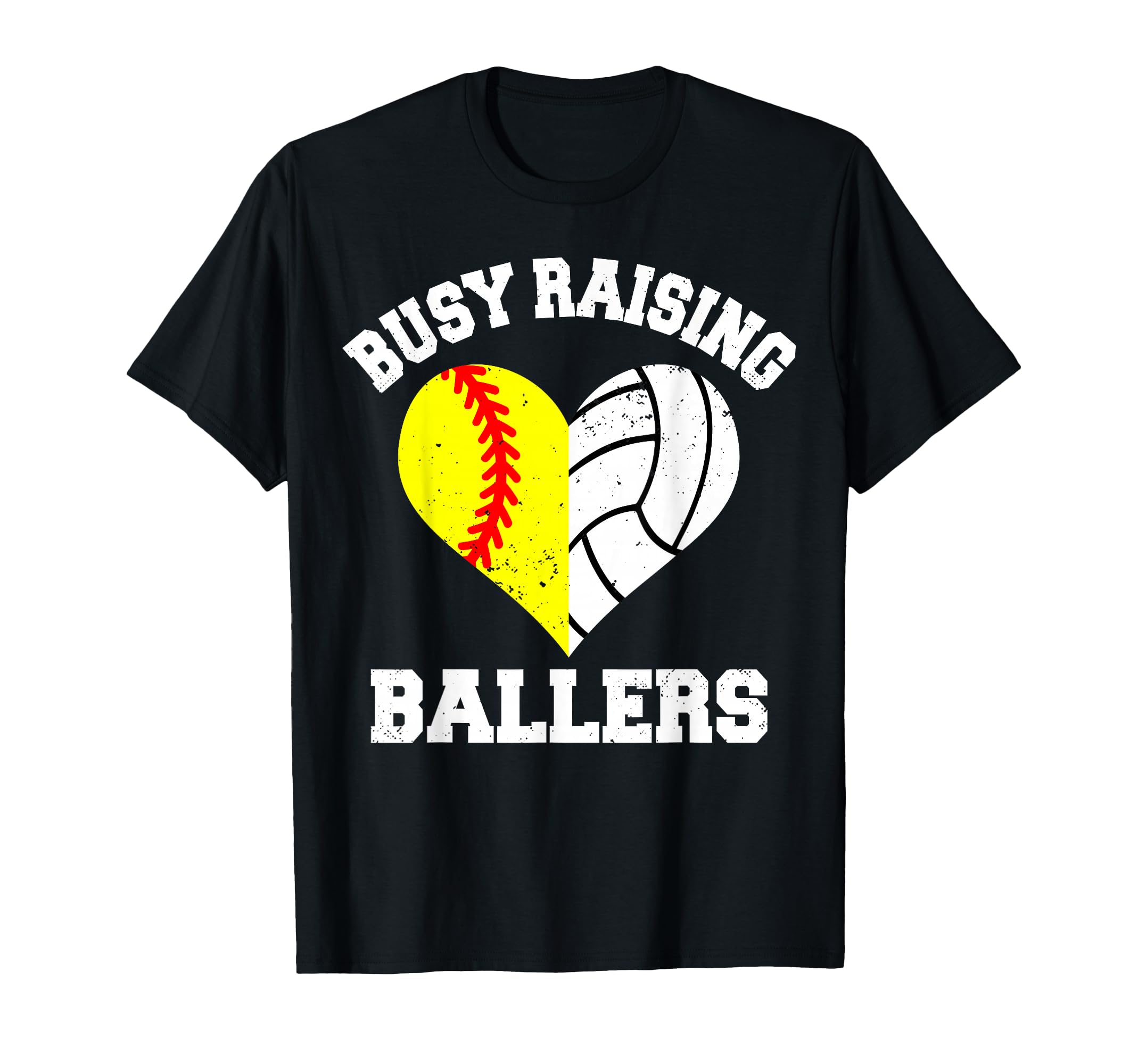 Busy Raising Ballers Softball Volleyball T-Shirt - Trendy Graphic Unisex - T-Shirt, Sweatshirt, Hoodie